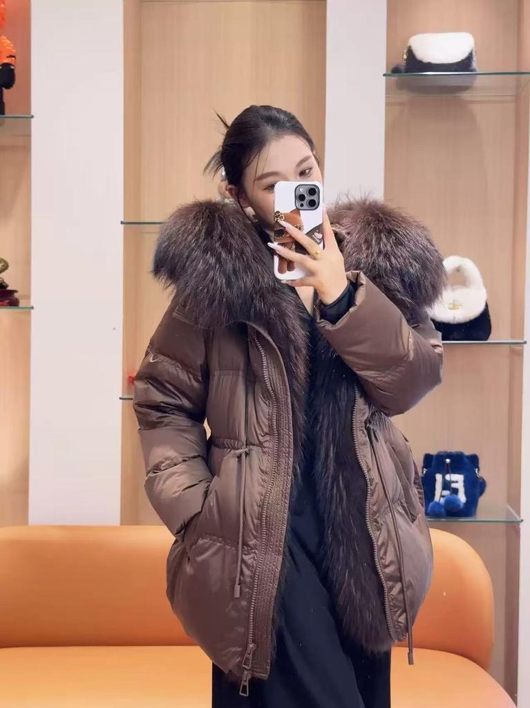 Goose down clothing popular winter new natural removable fox fur down jacket women's waist warm jacket