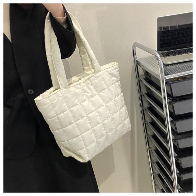 Large Capacity Solid Color Simple Versatile Women Single Shoulder Commuter Tote Bag