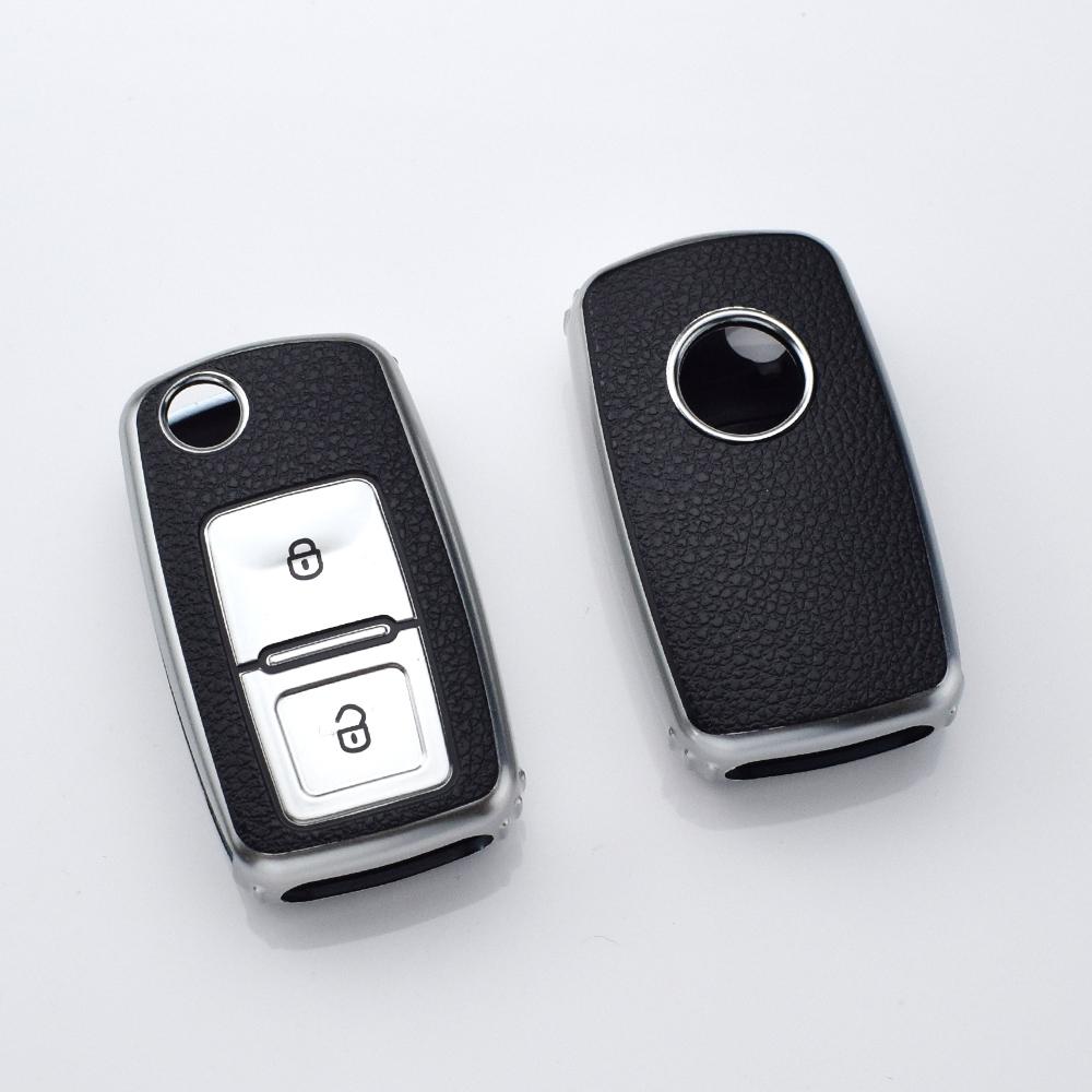 

Для Volkswagen VW Tiguan Beetle Polo Golf Passat Caddy T5 Up Eos Skoda Octavia Seat Leon Altea чехол для автомобильного ключа из ТПУ кожи серебряный