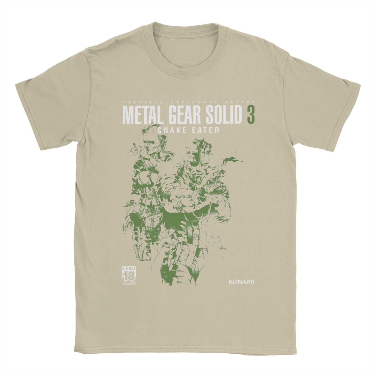 

Мужская футболка Metal Gear Solid 3 Snake Awesome Футболки из чистого хлопка с коротким рукавом Футболки с круглым воротником Классическая одежда XXL хаки