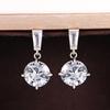 Huitan Fashion Contracted Women's Drop Earrings with Crystal Cubic Zirconia Daily Wear Elegant Ear Hanging Accessories