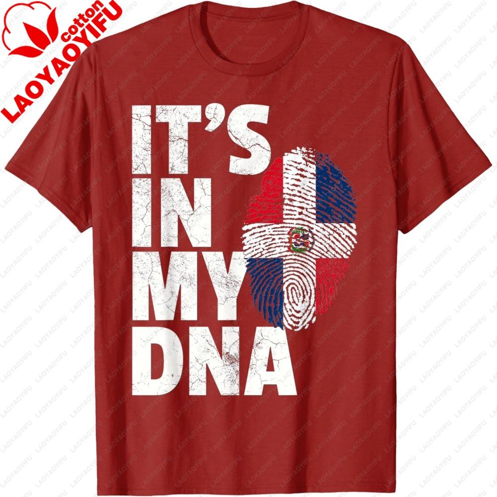 Its In My DNA Dominican Republic Flag Official Pride Gift TShirt Retro Fashion Flag Print Tops Classic Pattern Tees