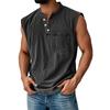 Men's Summer Solid Color Pocket Sports Buttons Vest Men's Sports Casual Vest