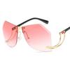 Vintage Steampunk Polygon Rimless Sunglasses Uv400 Women'S Fashion Eyewear Shades