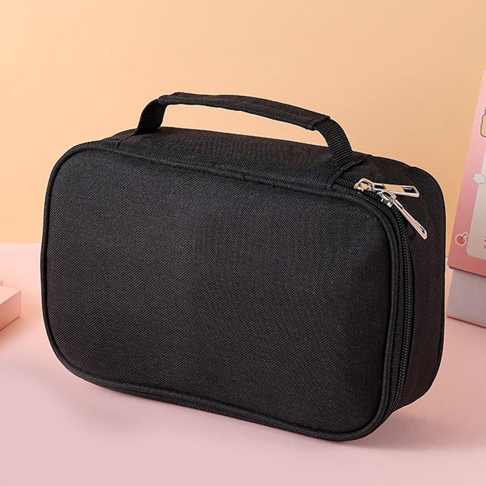 Large Capacity Stationery Storage Bag With Zipper Lnner Pocket 72 Holes Pencil Case  Simple Canvas Stationery Supplies