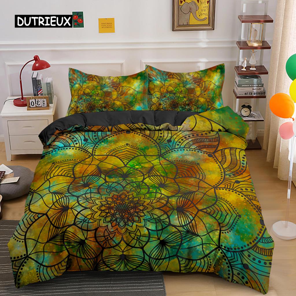 Psychedelická Boho Luxusní Ložní Souprava 3ks s Povlakem na Polštář King Povlak na Přikrývku Queen 2/3ks Polyesterový Potah na Přikrývku Domácí Textil