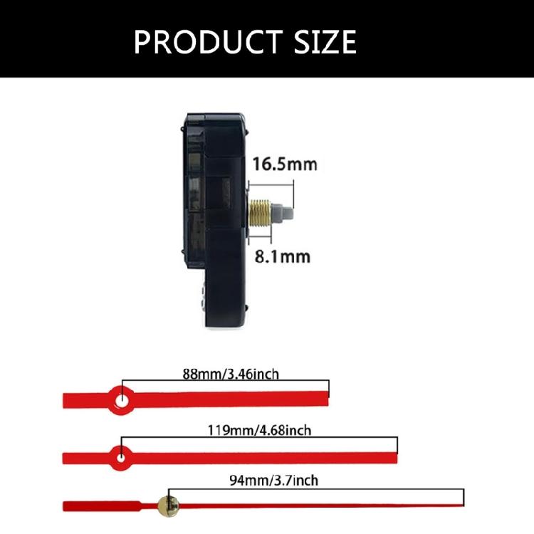 Easy Installation Long Shaft Clock Repair Parts Quiet Quartzs Clock Movement Mechanism with Metal Hands Replacement Kits