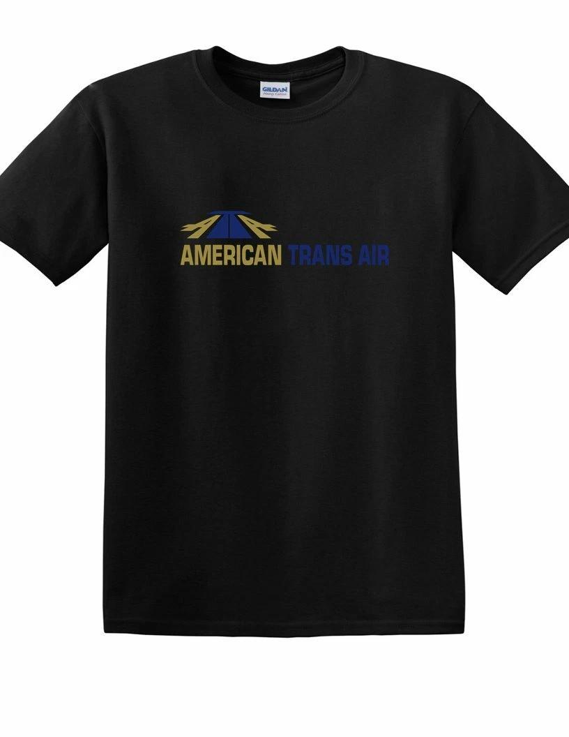 American Trans Air ATA Retro Logo Tee US Travel Gold Blue Black Cotton T-Shirt 2XL