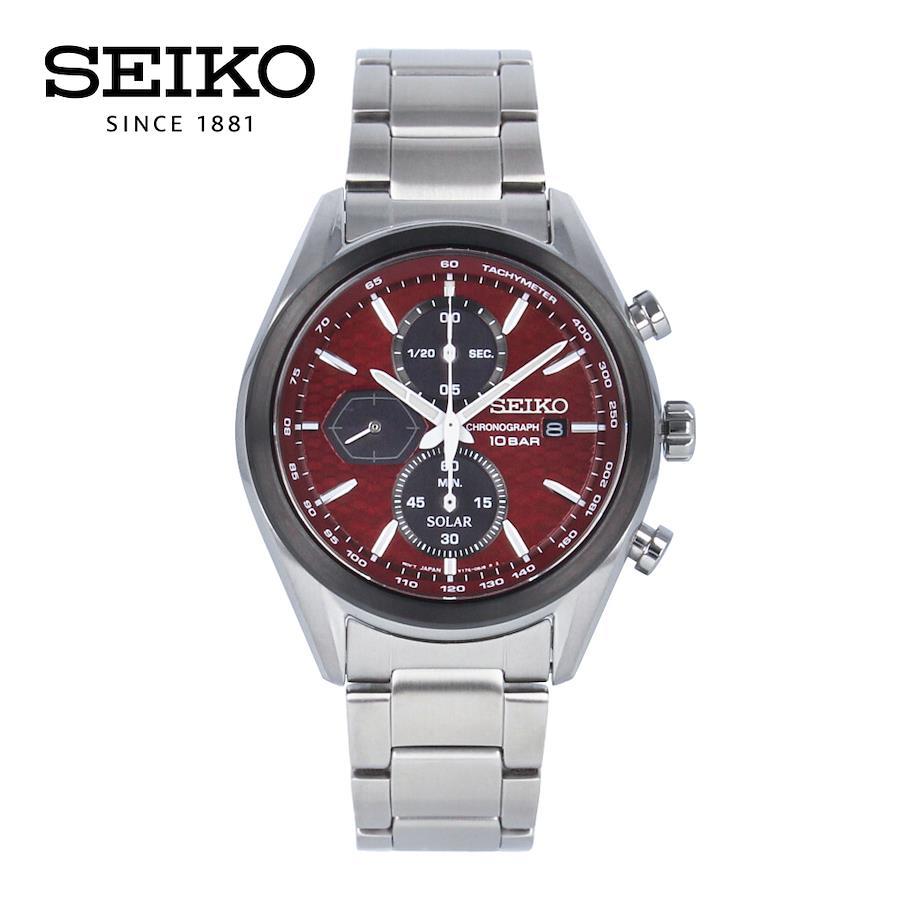 SEIKO Solar SSC771P SSC771P1 Stainless Steel Red Wrist Watch For Men