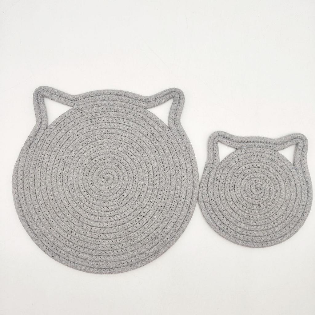 Cartoon Cat Hanging Placemat for Dining Table Decor Plate Dish Mat Coaster Cup Cotton Pot Holders Insulation Pad Kitchen Home