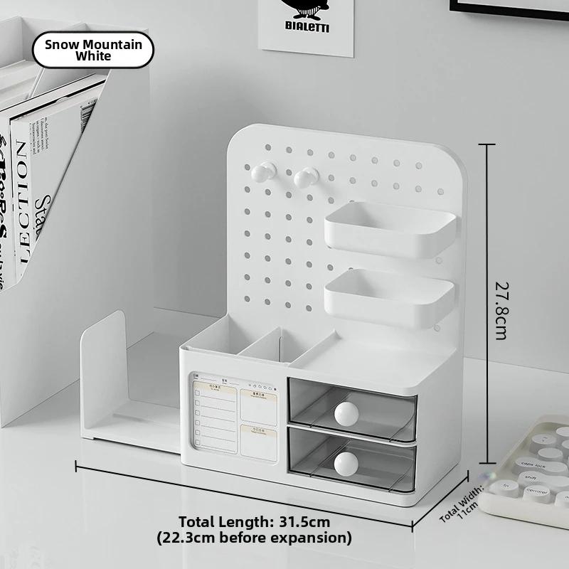 

All In One Desk Storage Organizer With Pen Holder Pegboard And Drawers For School Office And Makeup Supplies білий