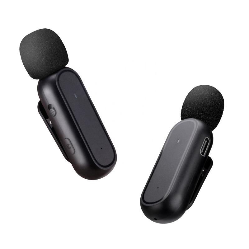 K61 Dual 2.4ghz Mini Lavalier Lapel Clip On Mic Wireless Microphone with Charging Case Smart Phone