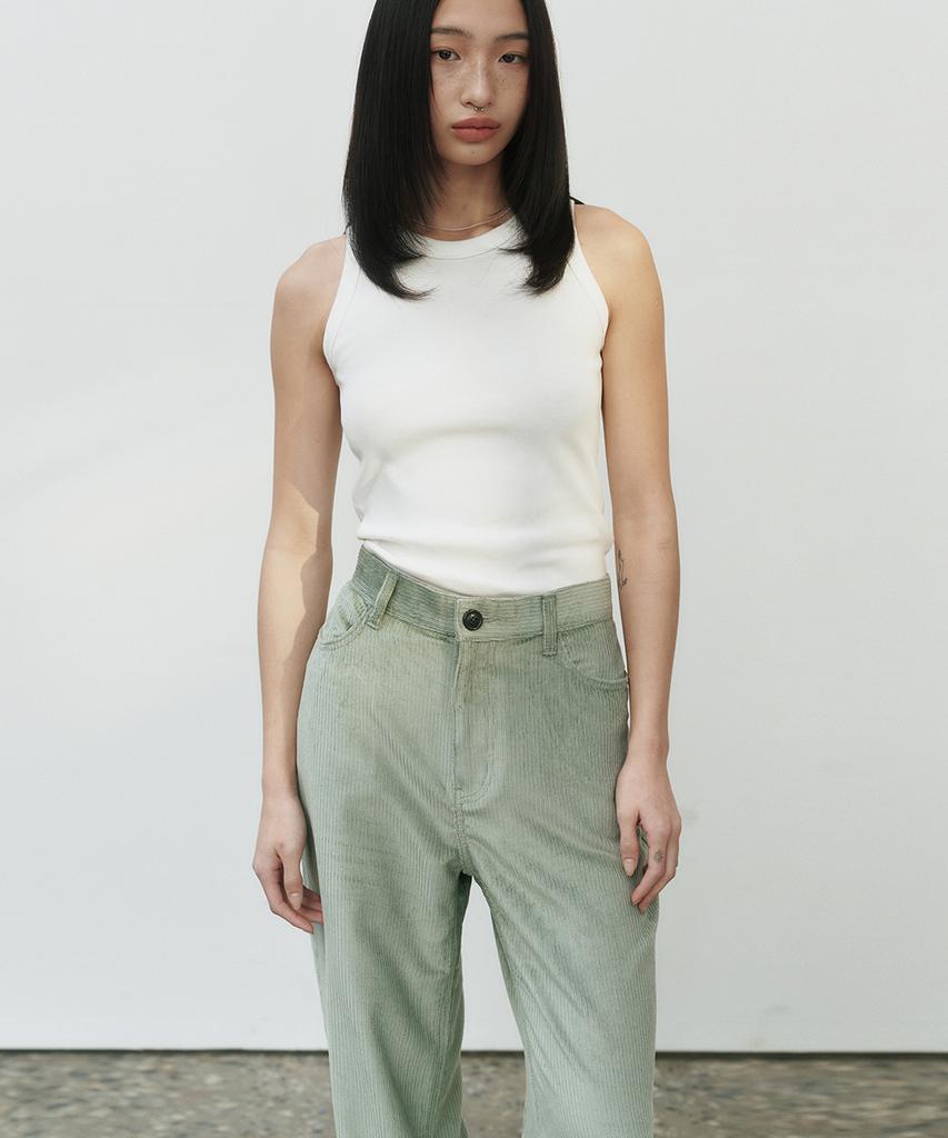 Noir For Woman Tencel-Ribbed Wide Pants (Pale Green)