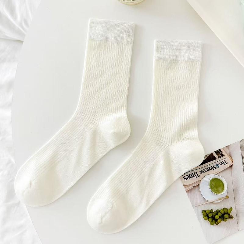 Ballet Solid Color Socks, Women's Combed Cotton Spring and Summer Boneless Thin Pile Socks, Sweet Dopamine Mid-calf Socks