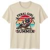 Feral Girl Summer Raccoon T-Shirt, Funny Animal Pun Tee, Vacation