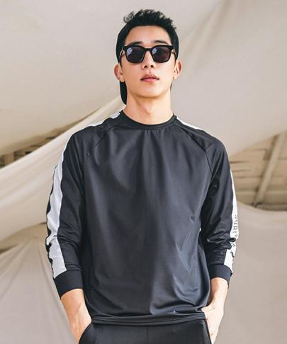 Tyubeuteuli Men'S Surfline Loose Fit Long Sleeve Rash Guard A509 Black