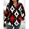 New Plus Size Women's Long Sleeve Printed Shirts Casual Buttoned Lapel Shirts Women's Shirts