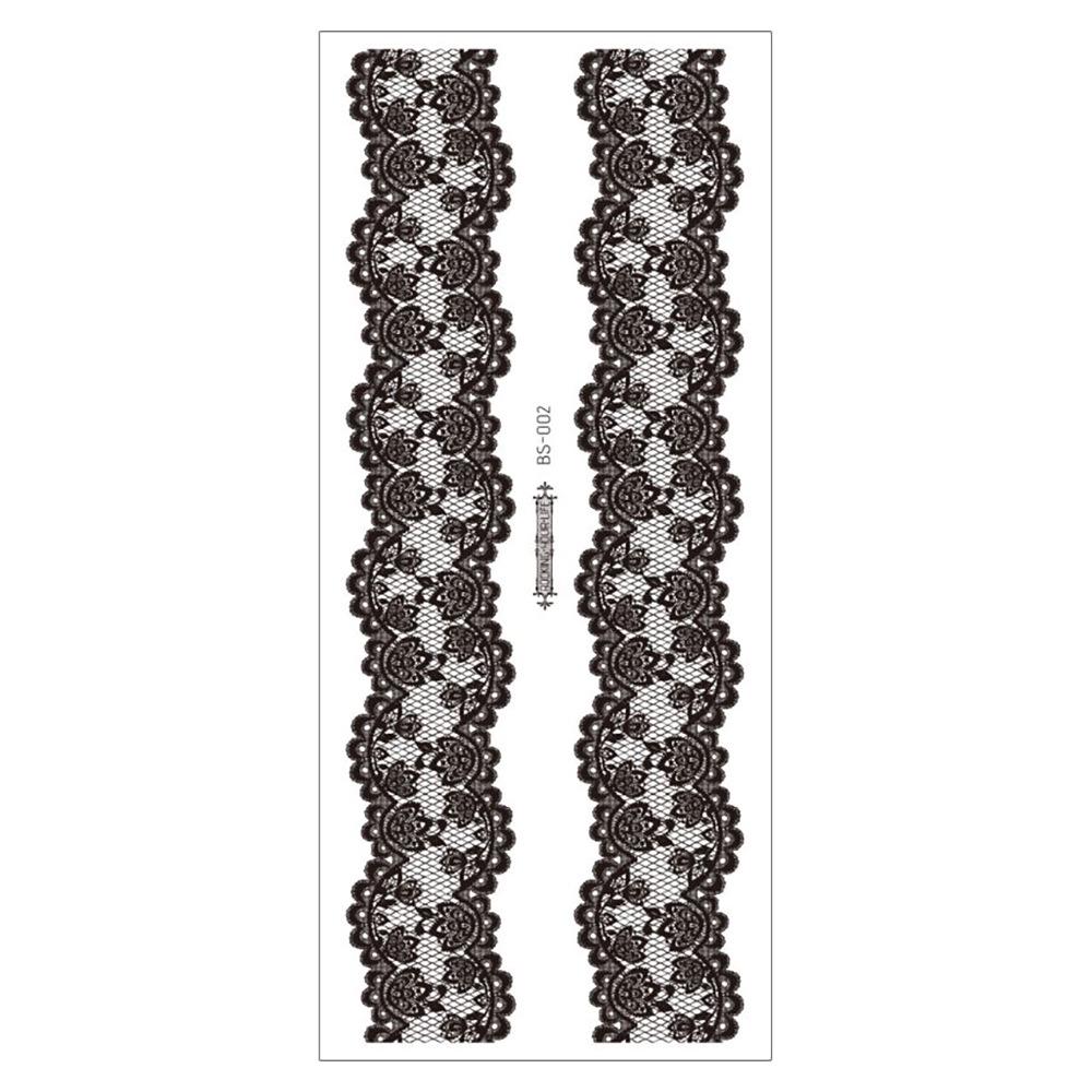 Waterproof Black Lace Thigh Garter Henna Temporary Tattoo Stickers
