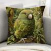 1pc Pillowcase, Kakapo Parrot and New Zealand Fern Forest Print - Soft and Comfortable Polyester Short Plush Fabric, Single-Sided Print, Pillow Insert