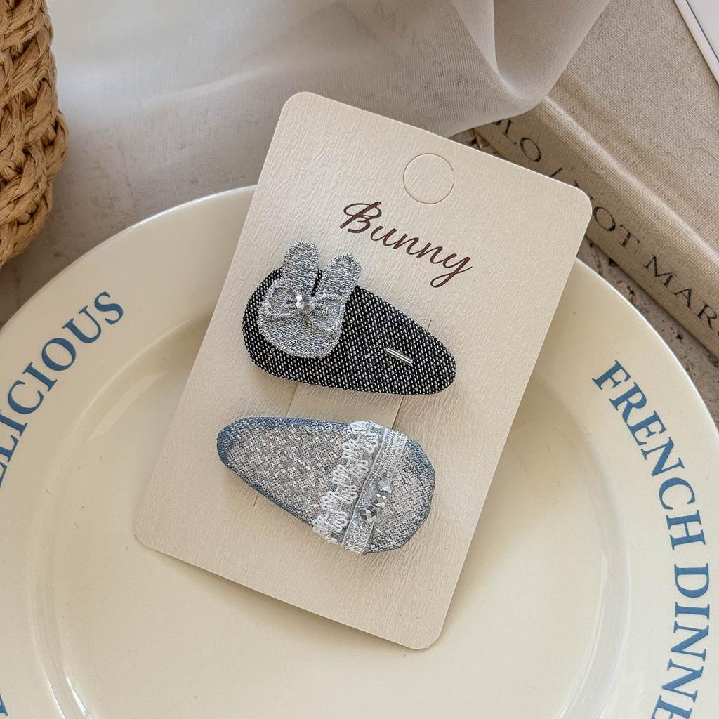 Hand-made Sweet and Cool Black and Silver Children's Hairpin Temperament High-end Sense of Girl Bangs Hairpin Head Accessories Hair Accessories