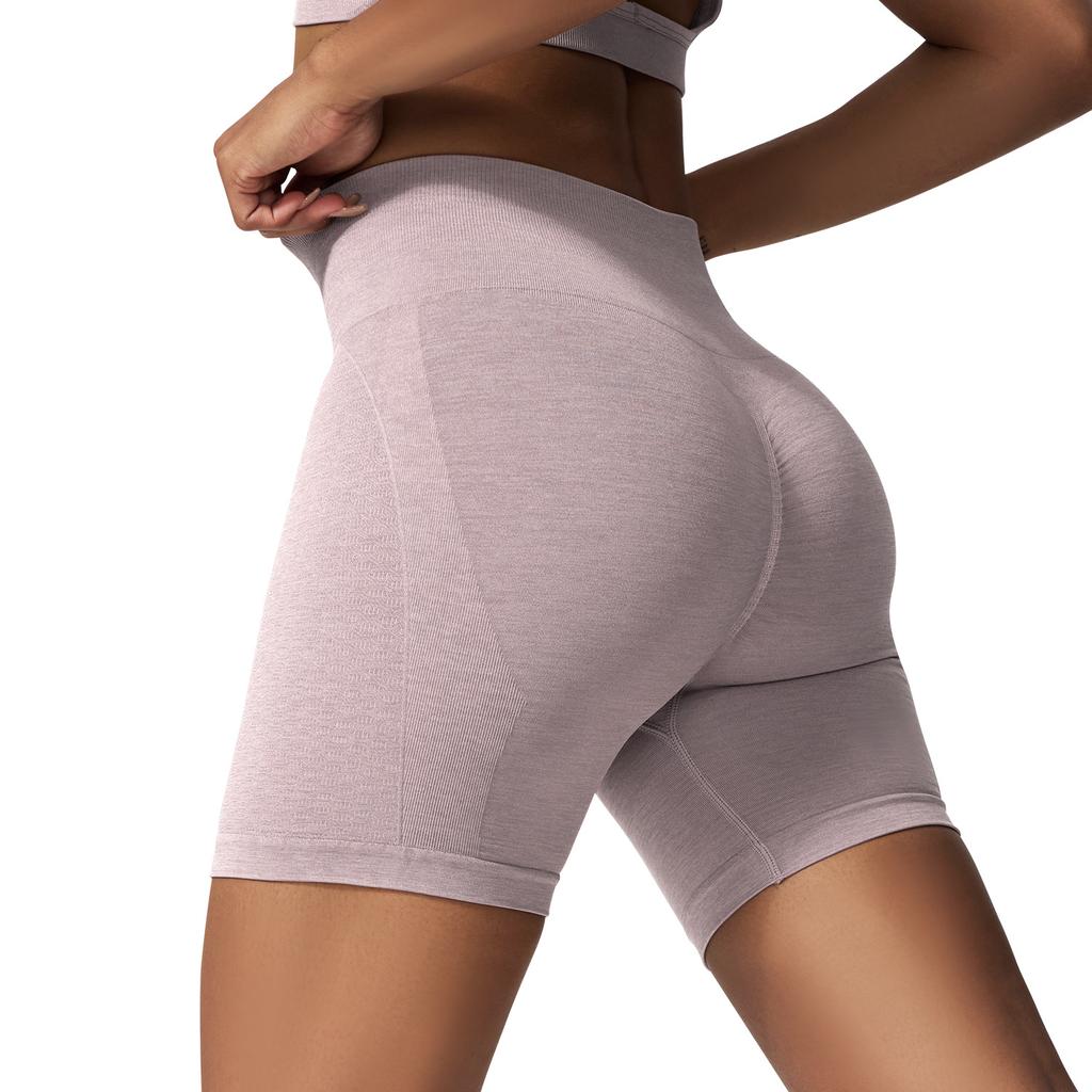 New Tight Yoga Pants, Cationic Quick Drying Fitness Pants, Seamless Jacquard Peach Hip Three Part Sports Shorts