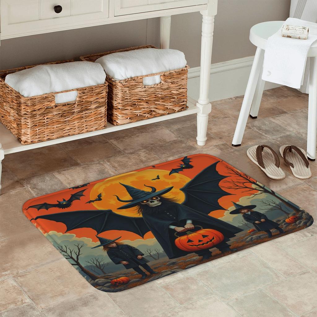 1 st Halloween Pumpahatt Fladdermöss Köksmatta Halkfri Dörrmatta Popdesign Badrumsmatta Badmatta Matta för Hemmet Diskbänk Tvättinredning