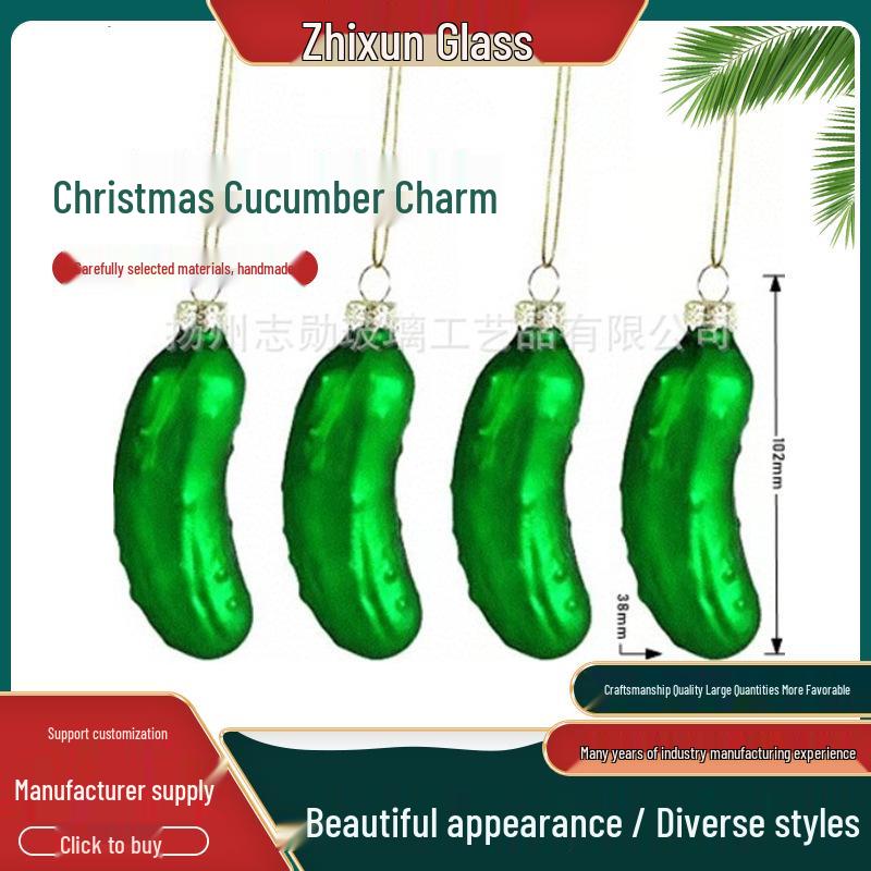 Creative Christmas Glass Cucumber Decorative Pendants зелёный