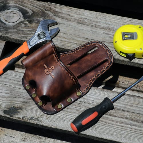 TOURBON Tape Measure Pouch for Heavy Duty Tape, Belt Holder, Tool Holder, and Pencil Holder