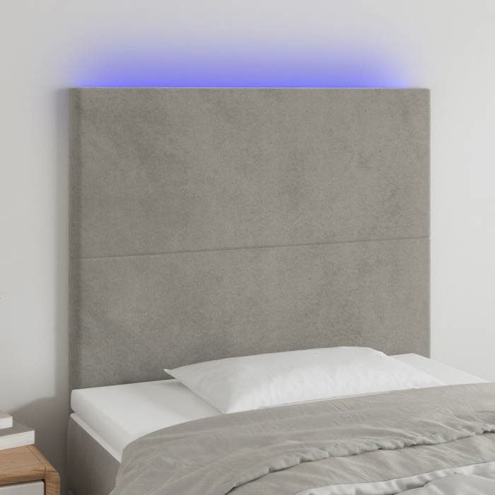VidaXL Tête de Lit à LED Meuble de Chambre à Coucher Accessoire de Lit Simple Tête de Cadre de Lit Intérieur Gris Clair 3122186