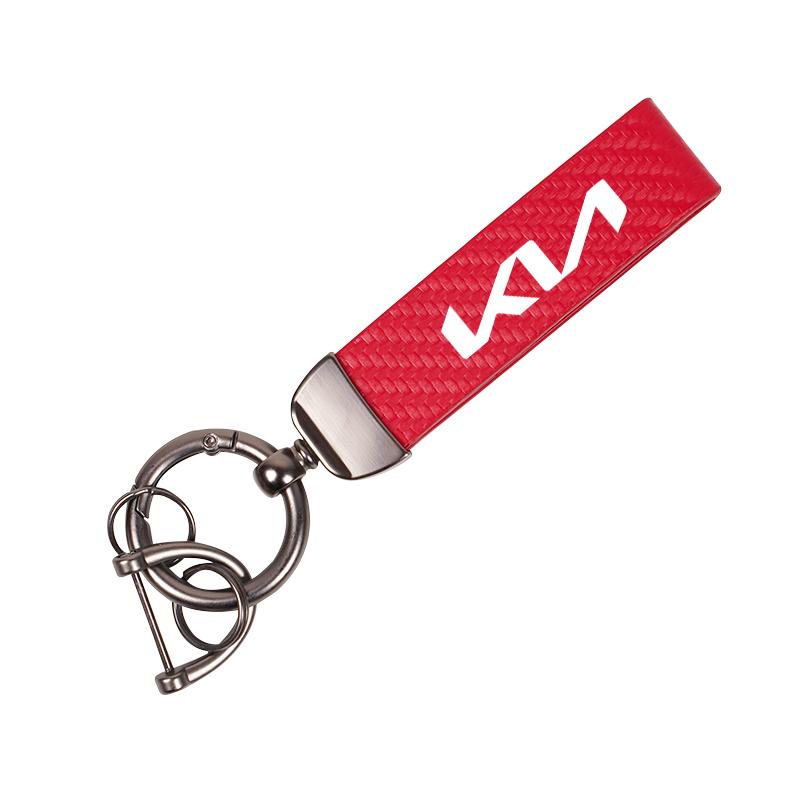 FCQP1 Carbon Fiber Leather Keyrings Car Keychain Accessories For Kia GT-Line Sportage Ceed Rio Picanto Sorento Soul Cerato Venga Forte