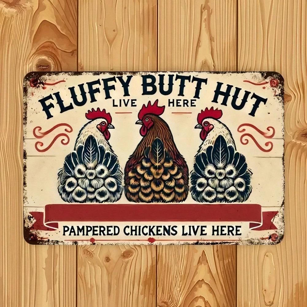 Funny Chicken Tin Sign Metal Farmhouse Wall Art