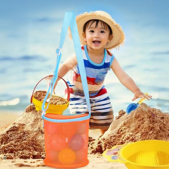 Beach Mesh Bag Toys Clothes Storage Organizer with Shoulder Strap Zipper