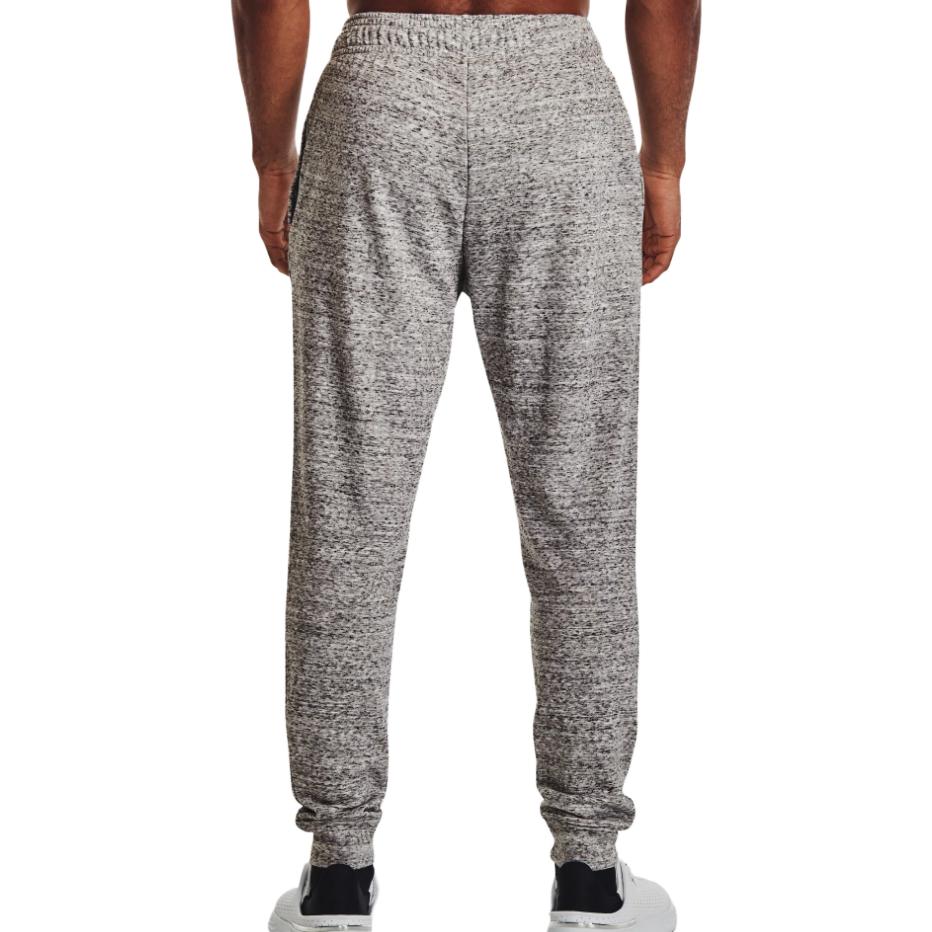 Under Armour Rival Terry Joggers Solid Color Elastic Waist Fitted Cuffed Casual Pants Men Joggers Agate-White 1380843-112