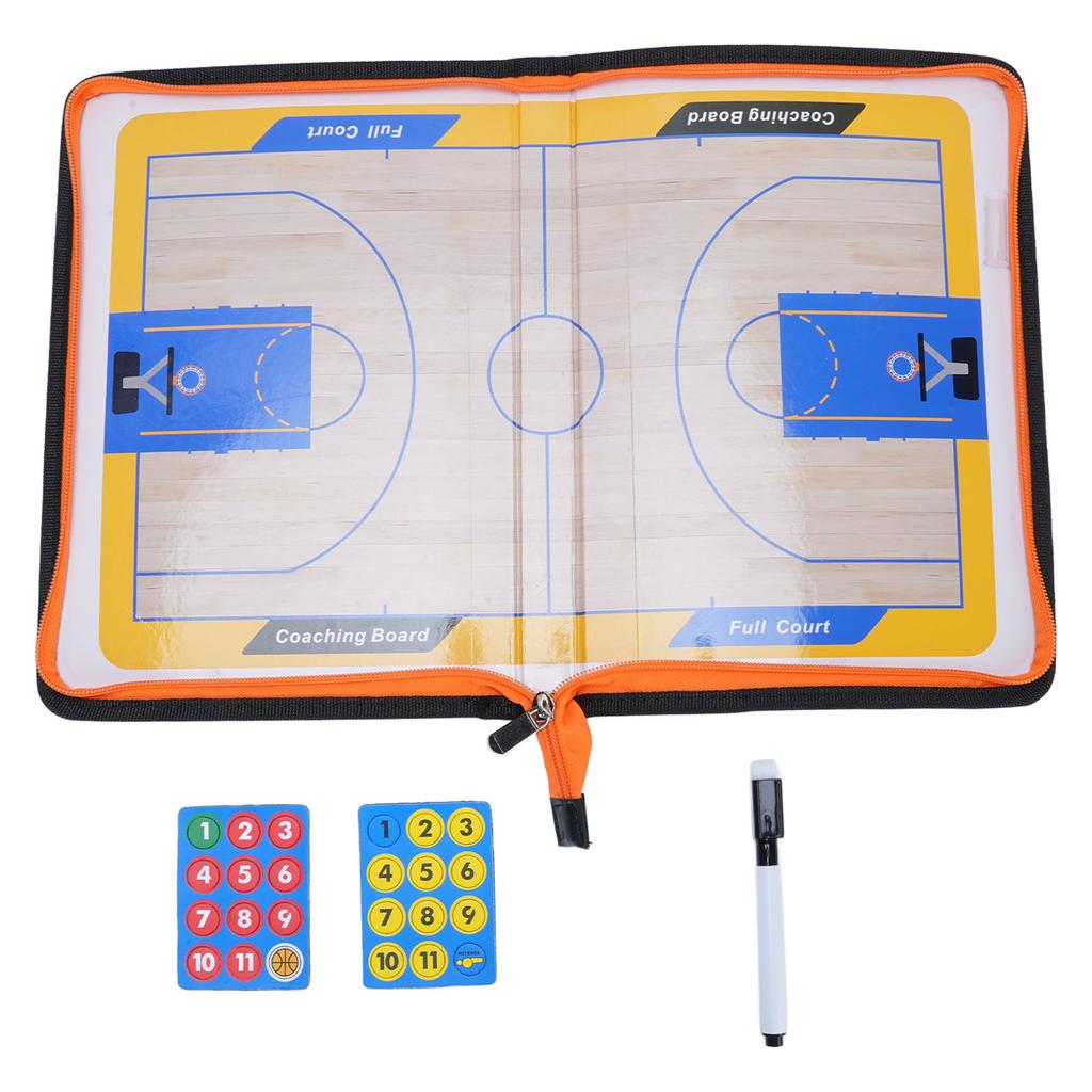 Basketball Coaching Board Foldable Zipper Closure Magnetic Basketball Clipboard for Match Training