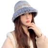Women's Winter Warm Plush Knitted Wool Hat Korean Style Trendy Striped Face Small Windproof Versatile Basin Hat