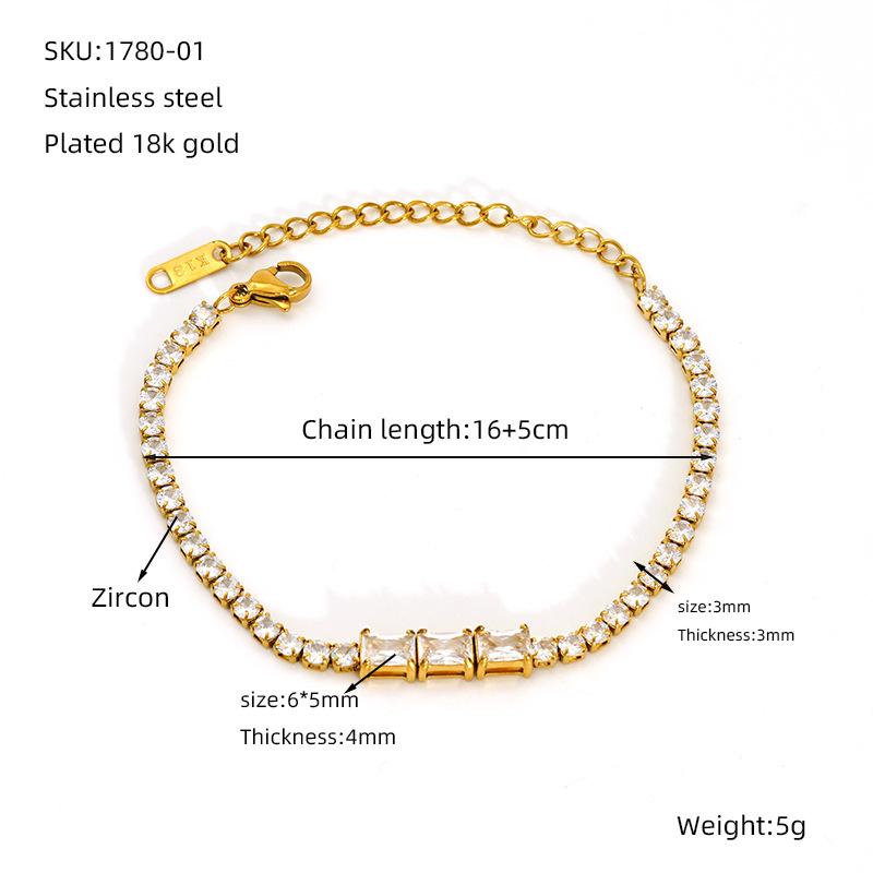 2026 European and American Zircon Tennis Chain Bracelet Women's Full Diamond Ins Niche Design Light Luxury High-end Jewelry