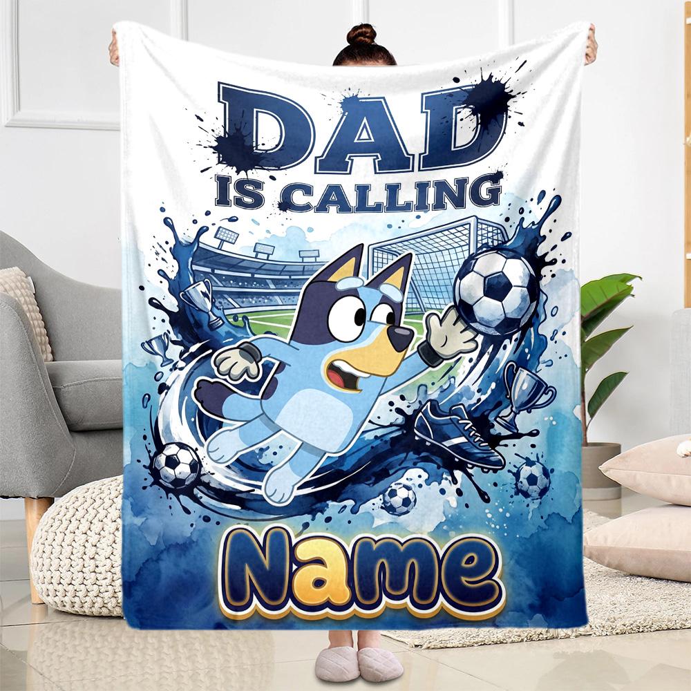 Dad Soccer Fun Customize Text Blanket Gift Personalized Blanket Soft & Cozy Great for Couch Sofa Bedding Living Room All-Season Use