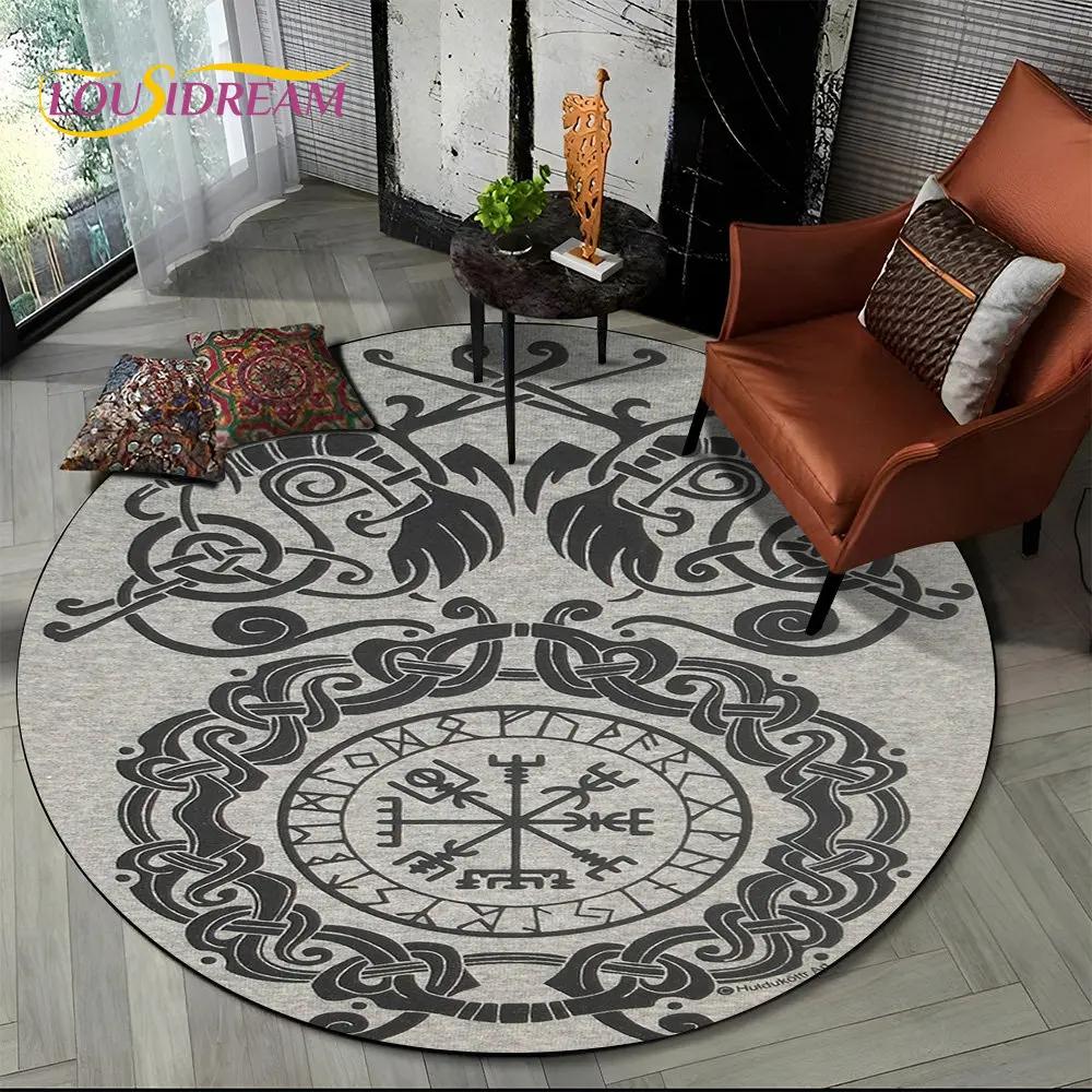 

Viking Valknut Yggdrasil Tree of Life круглый ковер, ковер для гостиной, спальни, дивана, декор игровой комнаты, нескользящий напольный коврик Diameter 60cm
