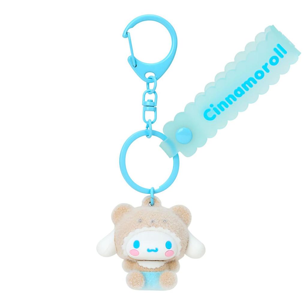 Sanrio Cinnamoroll 3D Mascot Keychain - Flocked Standing Charm Model 583103, Detachable Logo Charm, Official