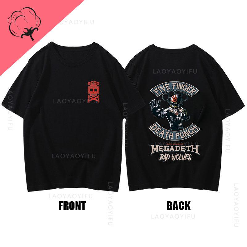 Hot Sale Five Finger Death Punch Theme 100%Cotton Double-sided T-shirt Graphic Youth Cloth Streetwear 2024 Fashion Men T Shirt