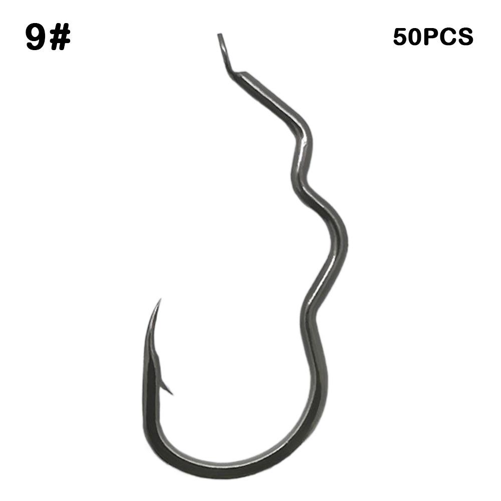 

50 шт./Коробка Гачок з високовуглецевої сталі з потрійним вигином Гострий зазубрений Рибальське спорядження Короп 9