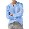Men's Long-Sleeved V-Neck Casual Beach Linen Shirt