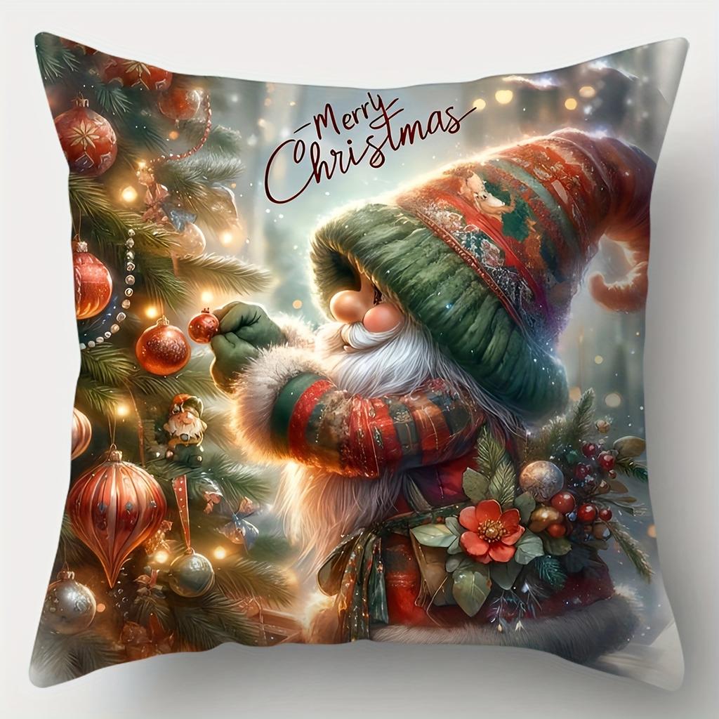 Home Decor Christmas Gnomes Decorative Pillow Covers Pattern Cushion Cover Suitable for Sofa Bedroom Car Pillow Cover