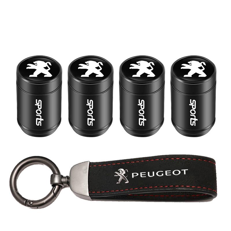 Car Tire Wheel Valve Caps Cover Suede Car Key Chain Ring Keychain For Peugeot 206 307 308 3008 207 208 407 408 508 2008 5008 301 UGE2