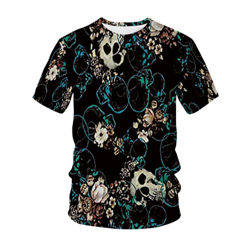 Neue männer Casual T-shirt Schädel Rock Straße Band 3D Druck Hip Hop Klassische Vintage Oansatz Lose Top Kurzarm