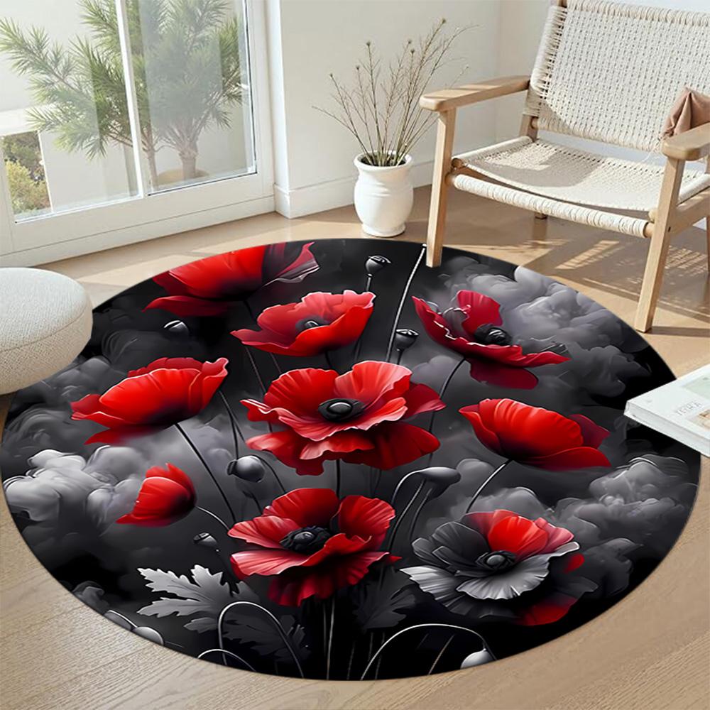 Flower Round Floor Rug Perfect for Kitchen Dormitory Entryway Study room Anti-slip Round Rug Office home decor Birthday Christmas Gift
