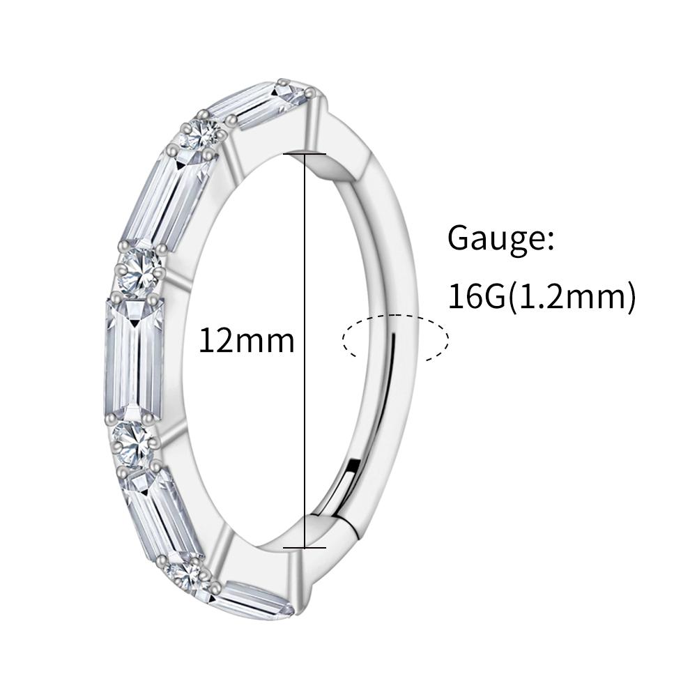 

Right Grand ASTM F136 Titanium Baguette CZ Conch Eternity Clicker 16G Hinged Septum Hoop Earring Cartilage Helix Piercing Round&Nose Rings & Studs&Ears