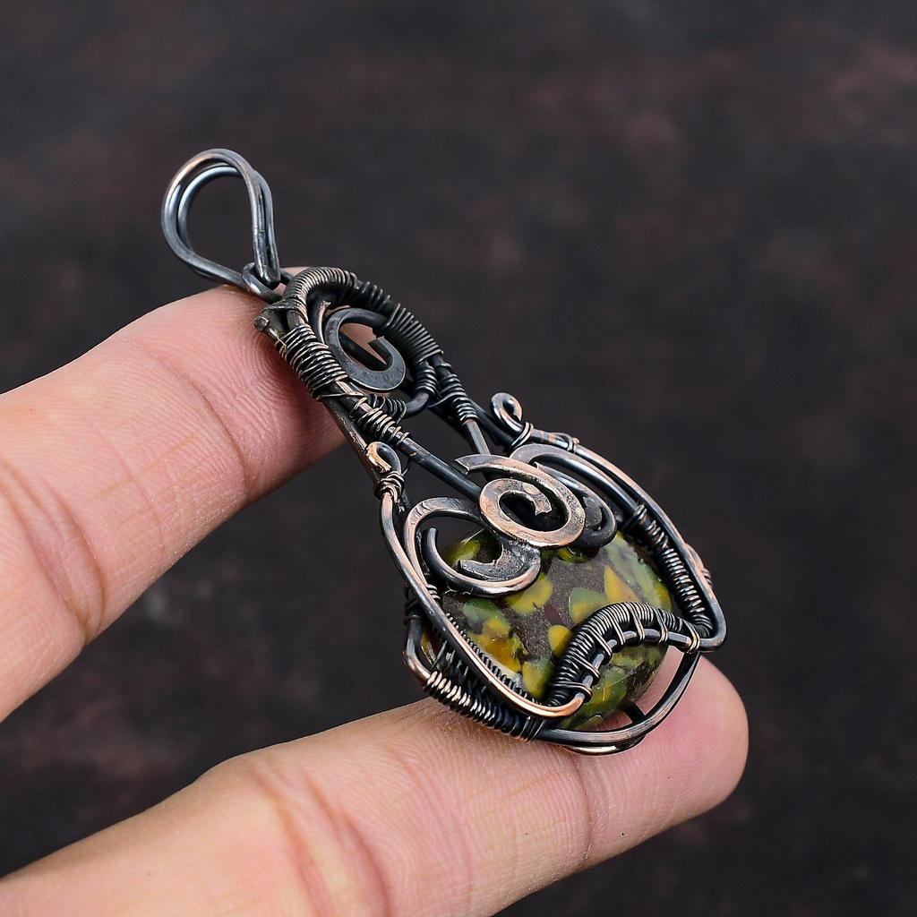 Fruit Jasper Pendant Copper Wire Wrapped Pendant Unique Design Jewelry Elegant Pendant Handmade Copper Jewelry Gemstone Pendant Gift For Him