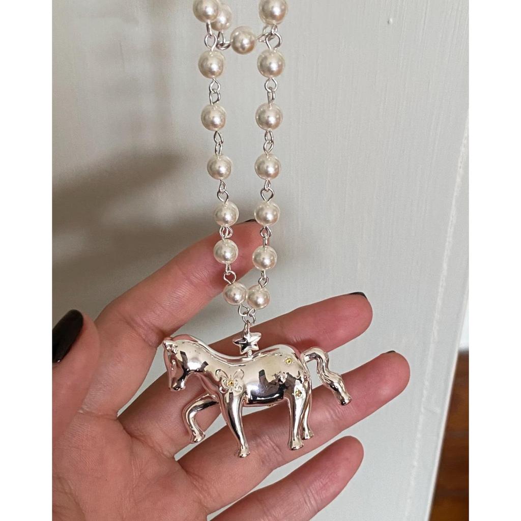 Zodiac Pearl Beaded Pony Necklace - Luxurious, Versatile Layered Sweater Chain for Women