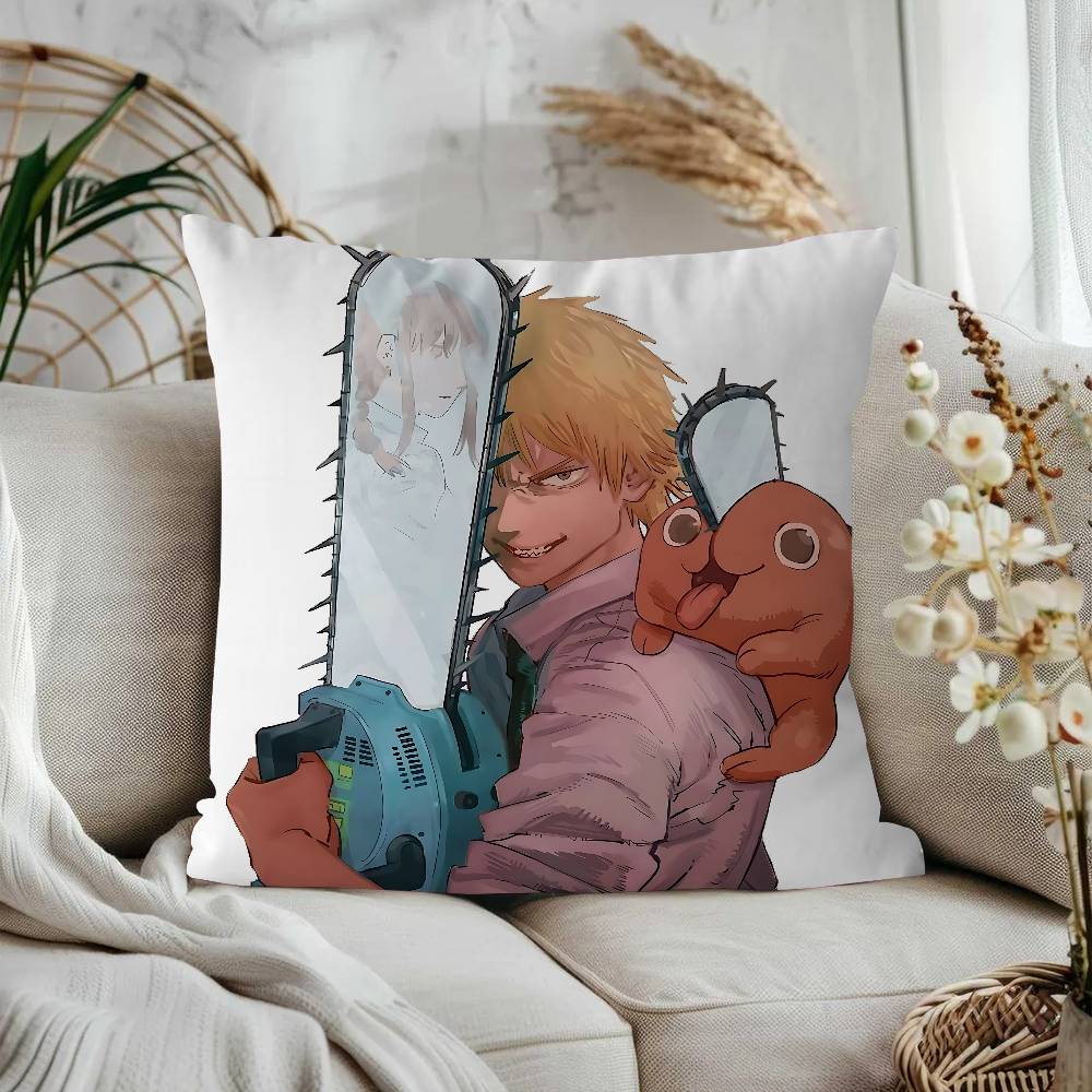 

C-Chainsaw Man Anime Personalized Picture Text Home Decorative Pillows Household Gifts 45x45cm 16x16Inch